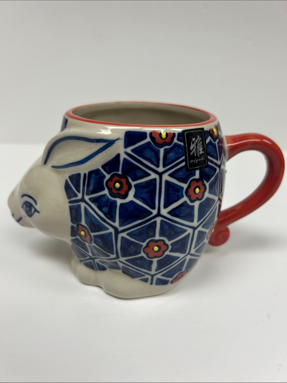 Yokohama Studio Miyabi artisan hand painted glazed ceramic 3D bunny mug
